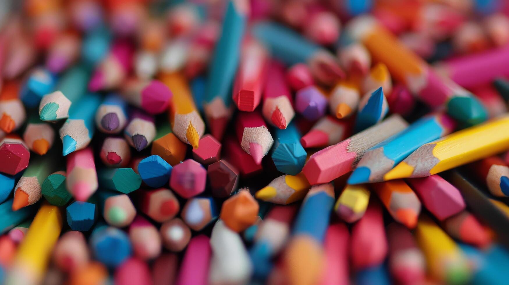 Colorful Assortment of Art Supplies in Close-Up Display at Creative Studio photo