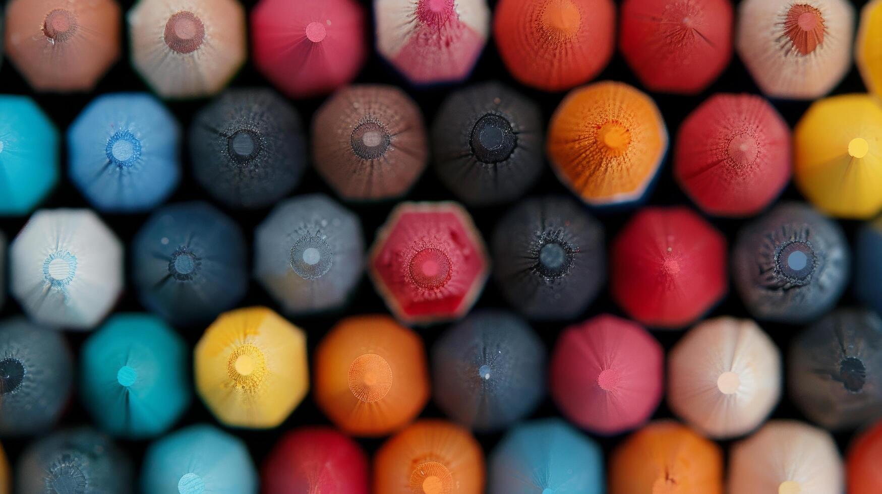 Colorful Assortment of Art Supplies in Close-Up Display at Creative Studio photo