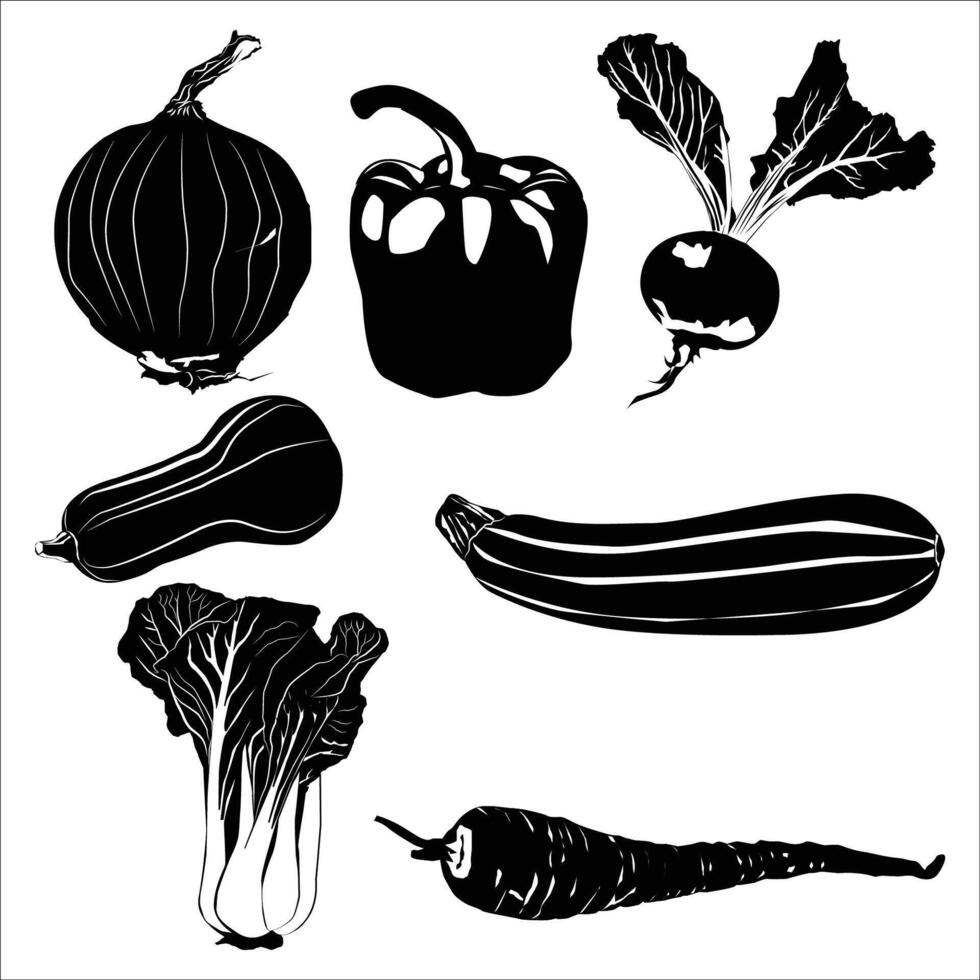 vegetables silhouette shape drawing Vol 01 vector