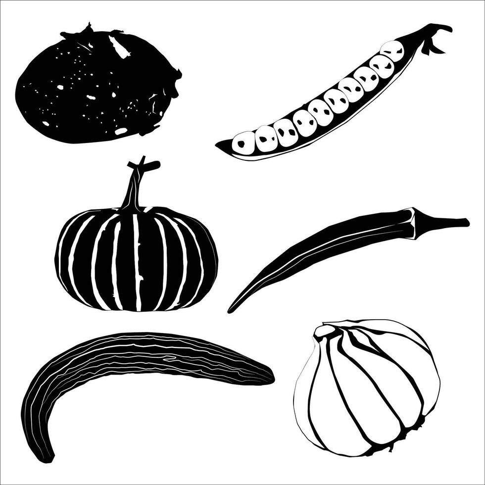 vegetables silhouette shape drawing Vol 02 vector