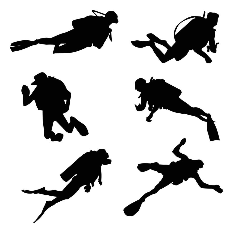 scuba diving silhouette shape drawing vol 01 vector