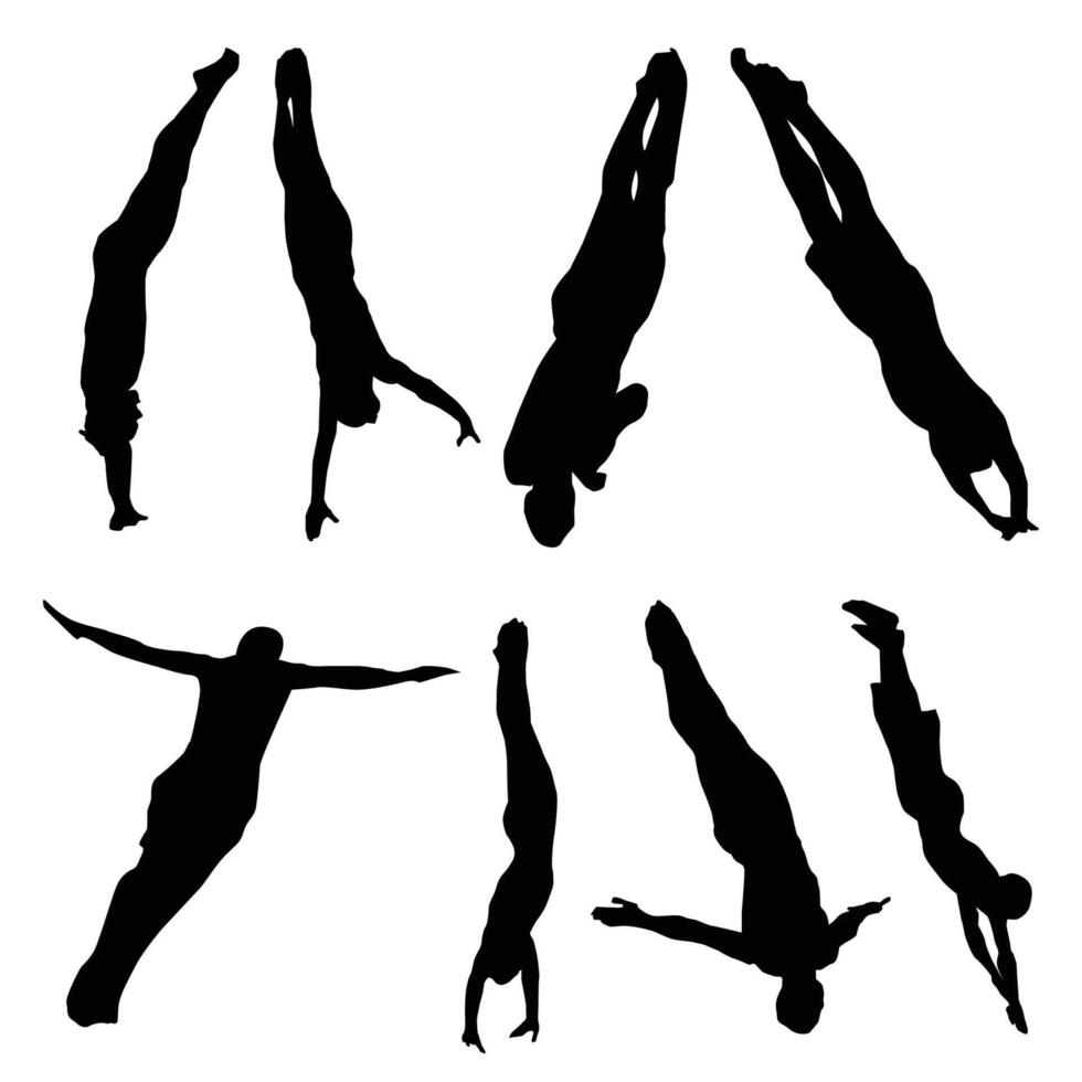 Diving Sports Silhouette Shape Drawing Vol 6 vector