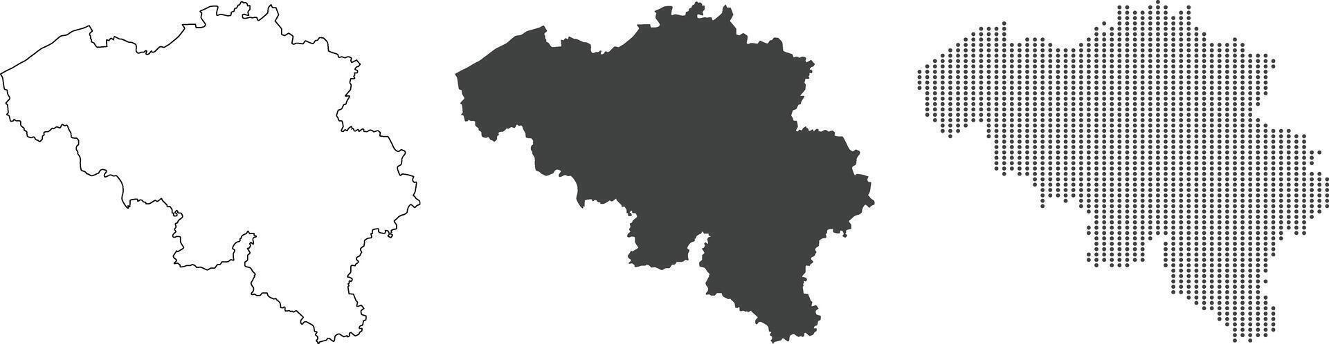 Belgium map in outline style, grey color, dotted style vector