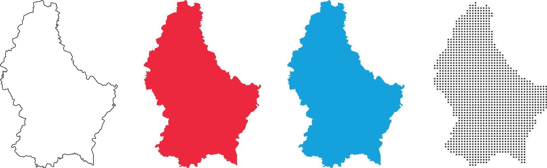 Luxembourg map in outline style, red color, blue color, dotted pattern. vector