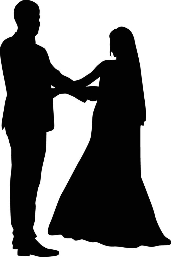 Man and woman holding hand silhouette vector