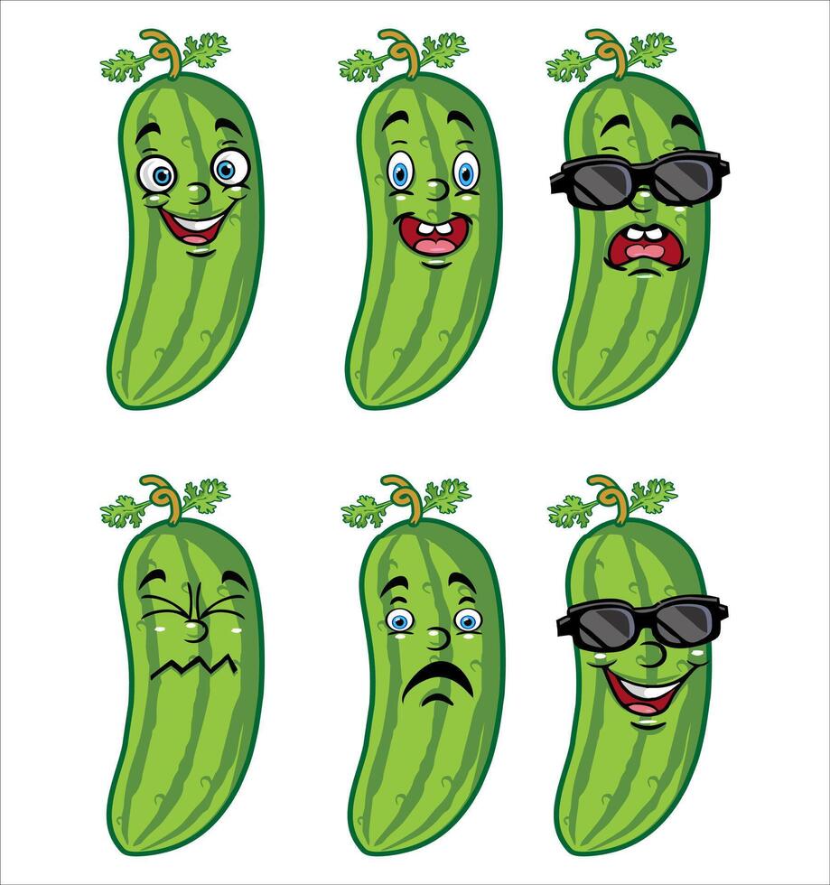 cartoon image of a cucumber fruit vector