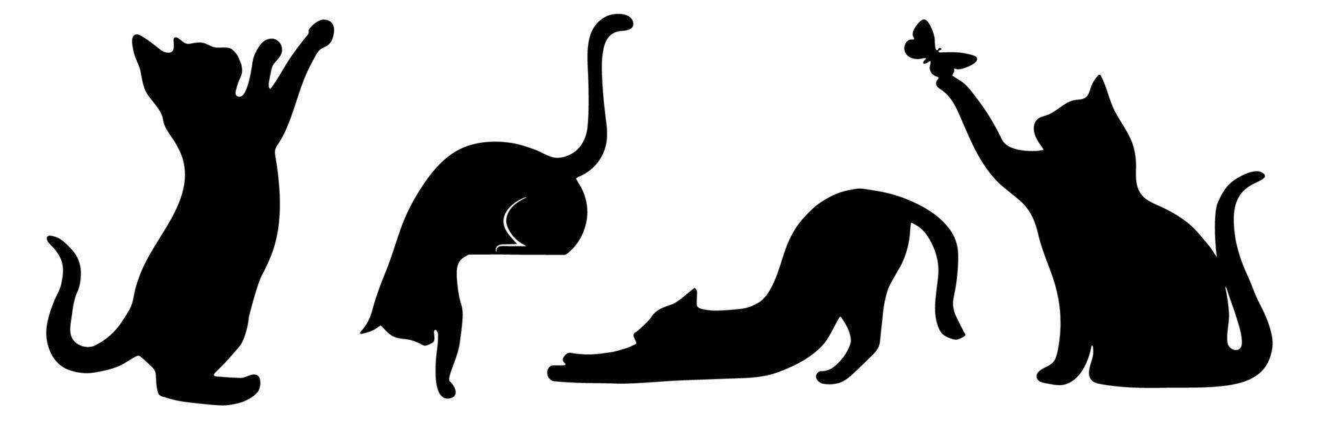 Cartoons silhouettes Black cat vector