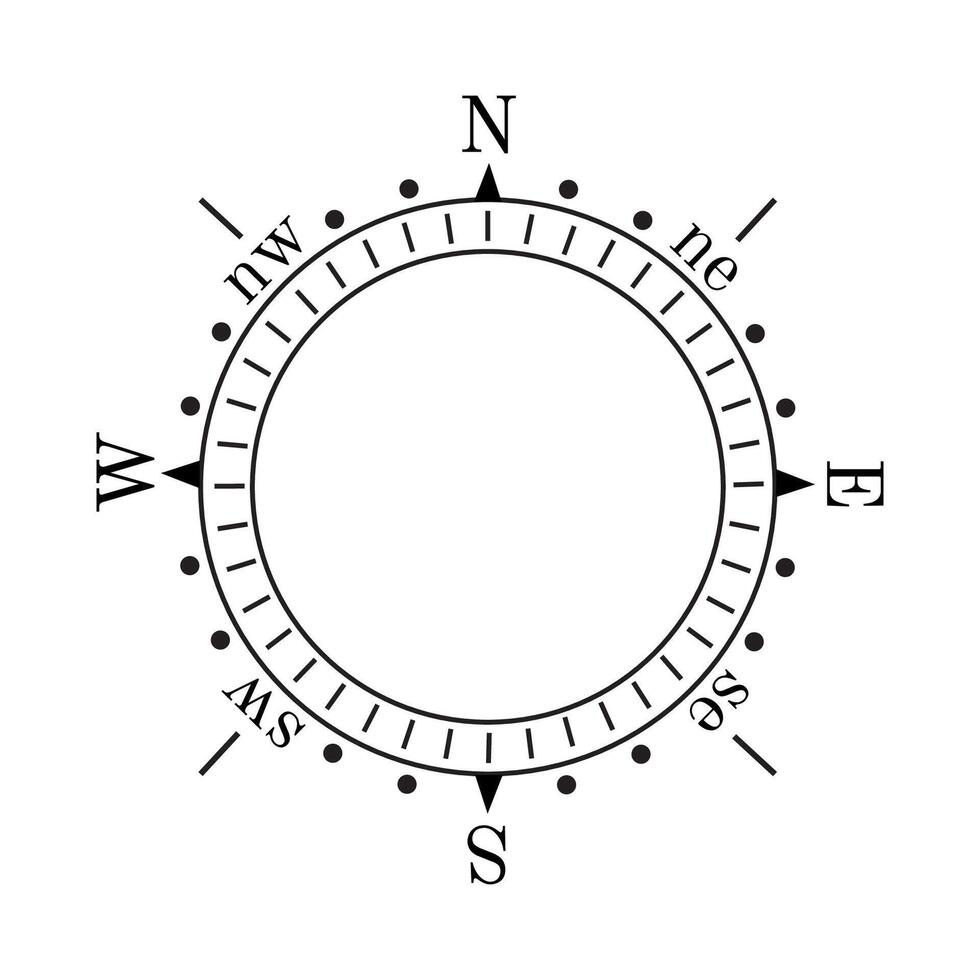 Compass navigation template, , north, east, south, west, compass symbol, nautical chart wind rose. vector