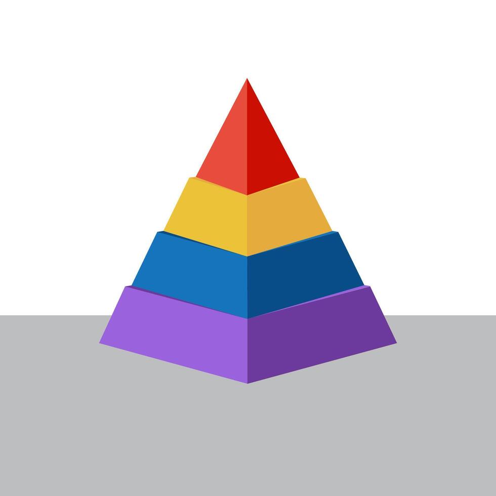 Isometric pyramid divided into 4 parts. Infographic business chart. vector
