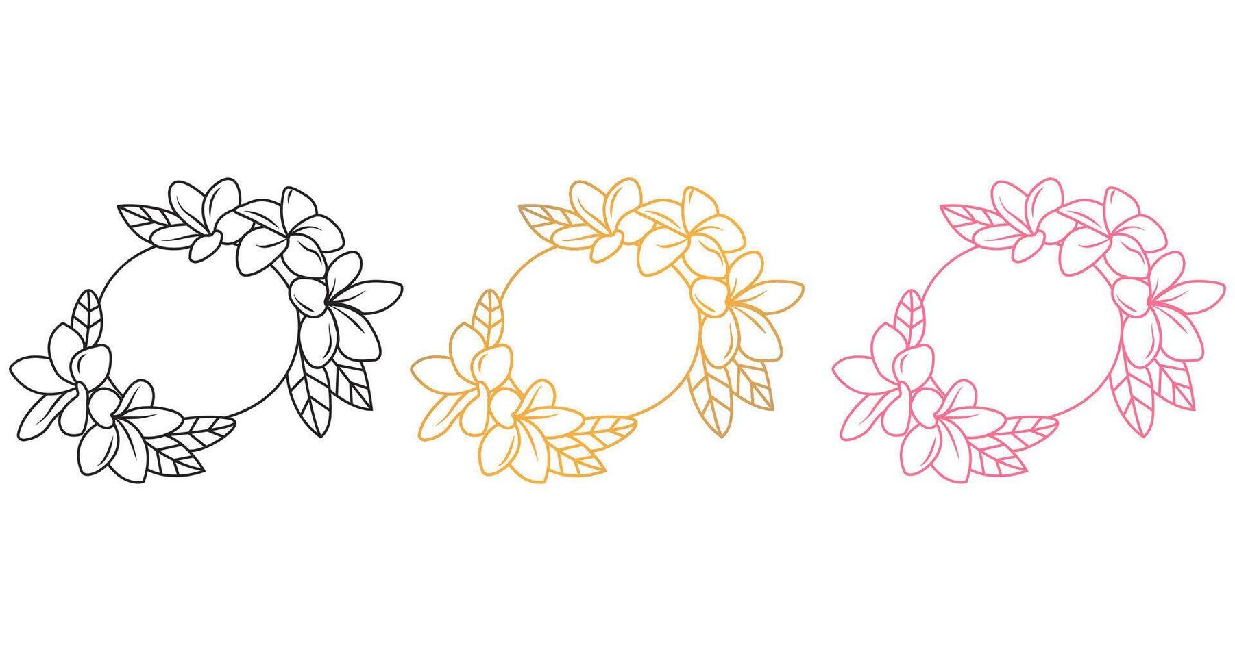 Hand drawn floral frames with flowers, branch and leaves. vector