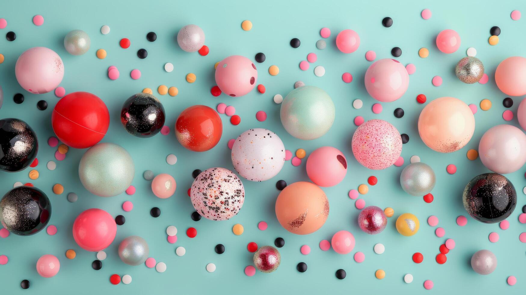 Colorful Decorative Balls Arranged on a Dark Background for Crafting photo