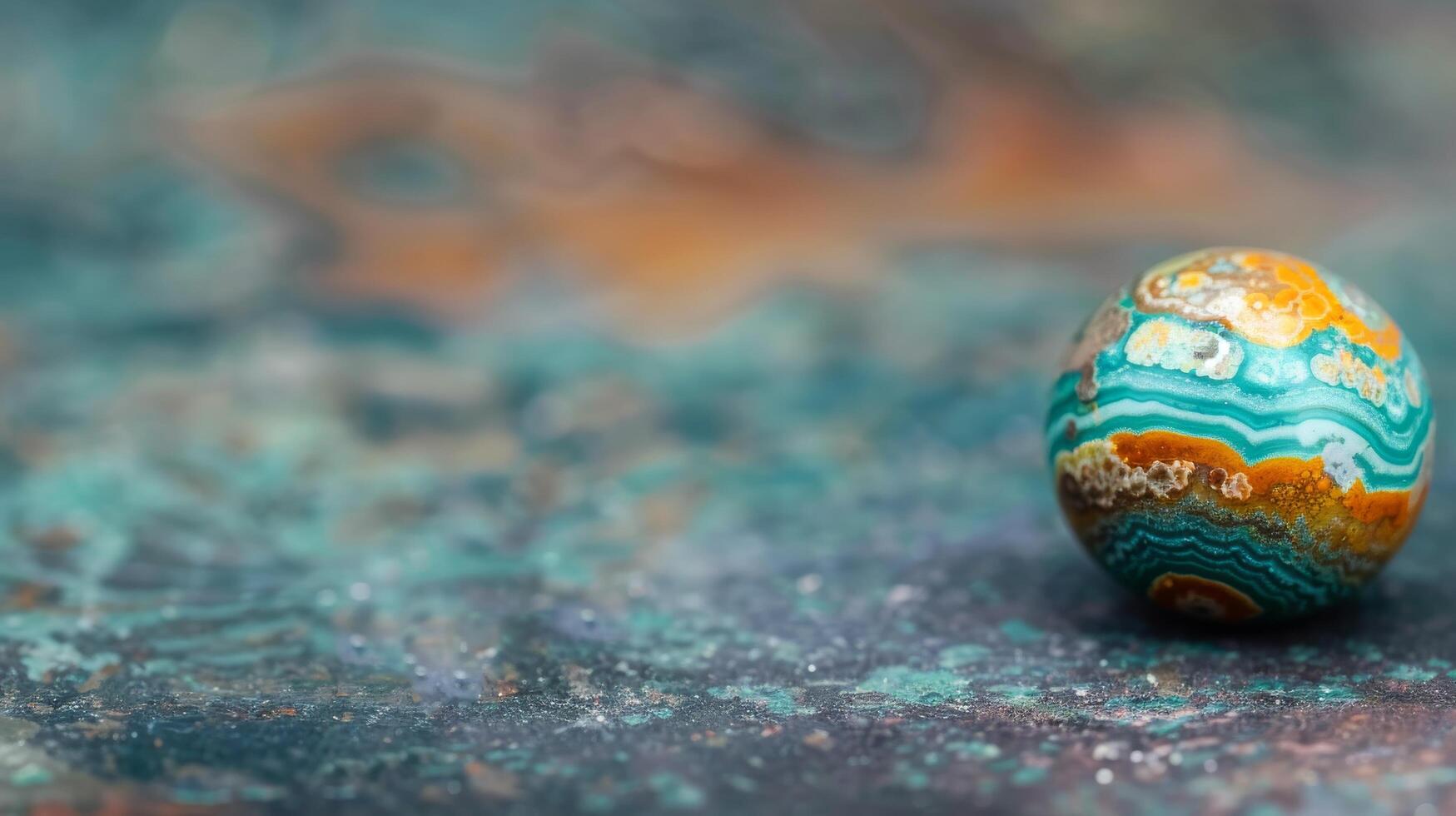 Colorful Marble Sphere on a Textured Surface in Soft Light photo