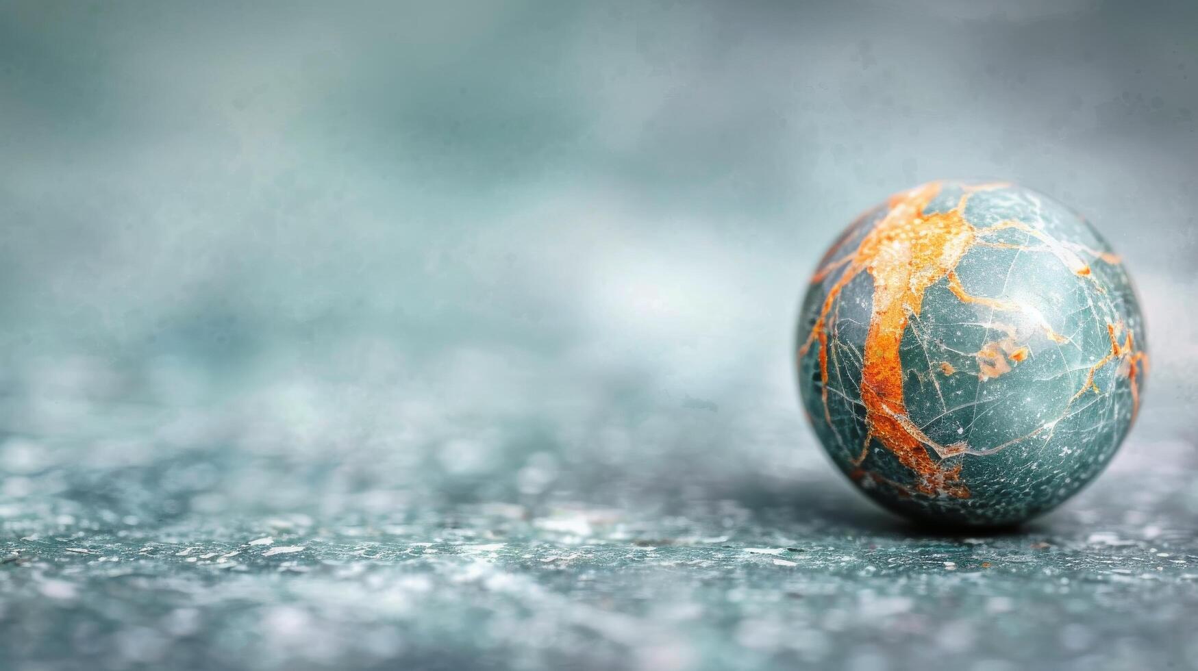 Colorful Marble Sphere on a Textured Surface in Soft Light photo