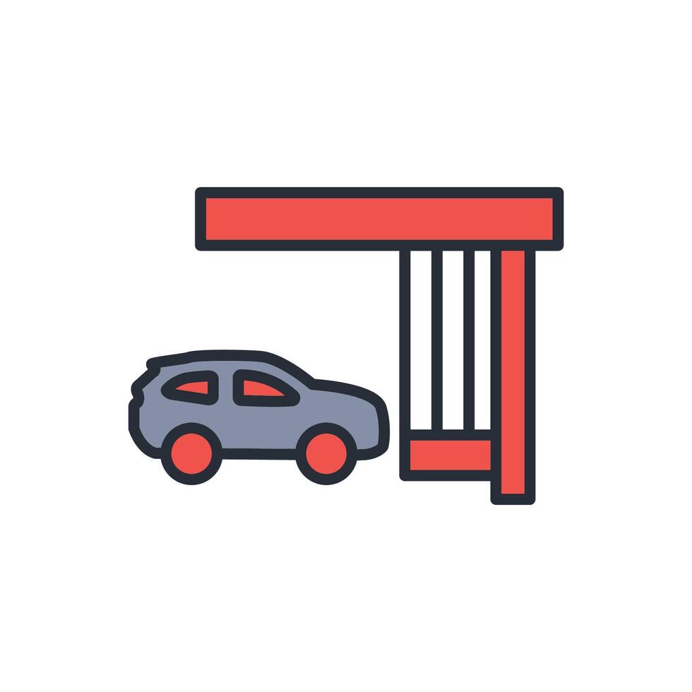 garage icon. .Editable stroke.linear style sign for use web design,logo.Symbol illustration. vector