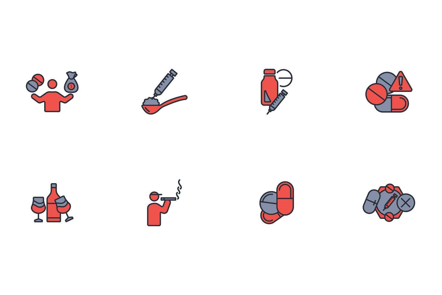 drugs icon set..Editable stroke.linear style sign for use web design,logo.Symbol illustration. vector