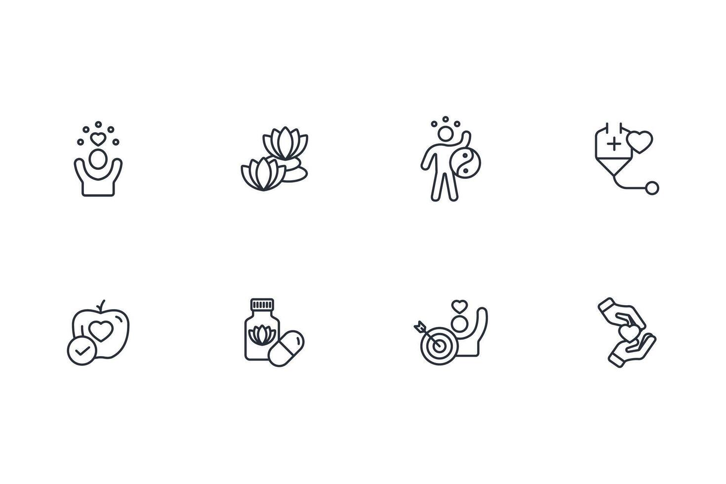 Wellness icon set..Editable stroke.linear style sign for use web design,logo.Symbol illustration. vector