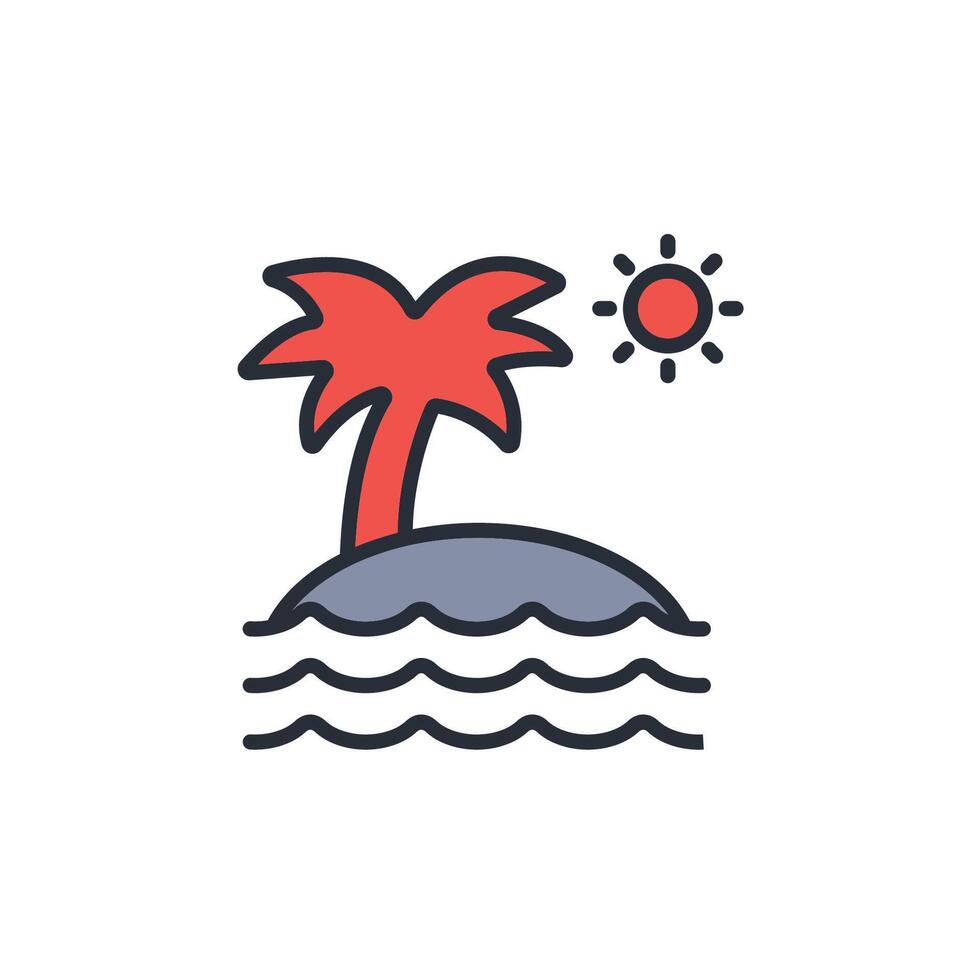 island icon. .Editable stroke.linear style sign for use web design,logo.Symbol illustration. vector