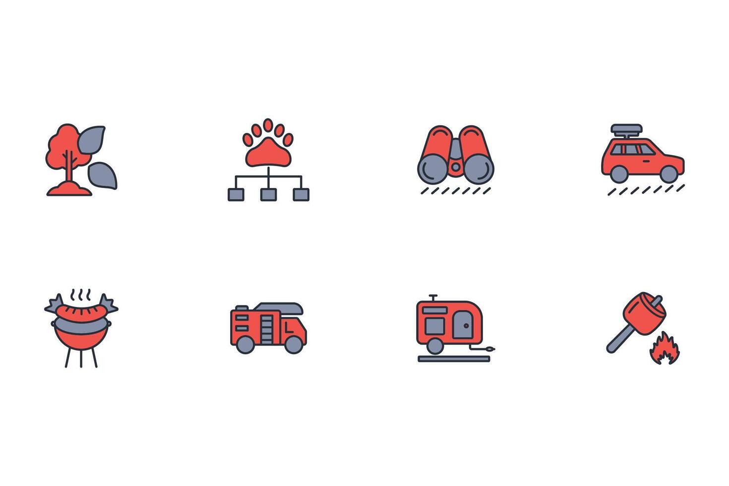 Camping icon set..Editable stroke.linear style sign for use web design,logo.Symbol illustration. vector