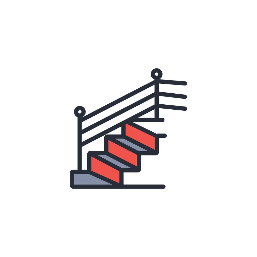 stairs icon. .Editable stroke.linear style sign for use web design,logo.Symbol illustration. vector