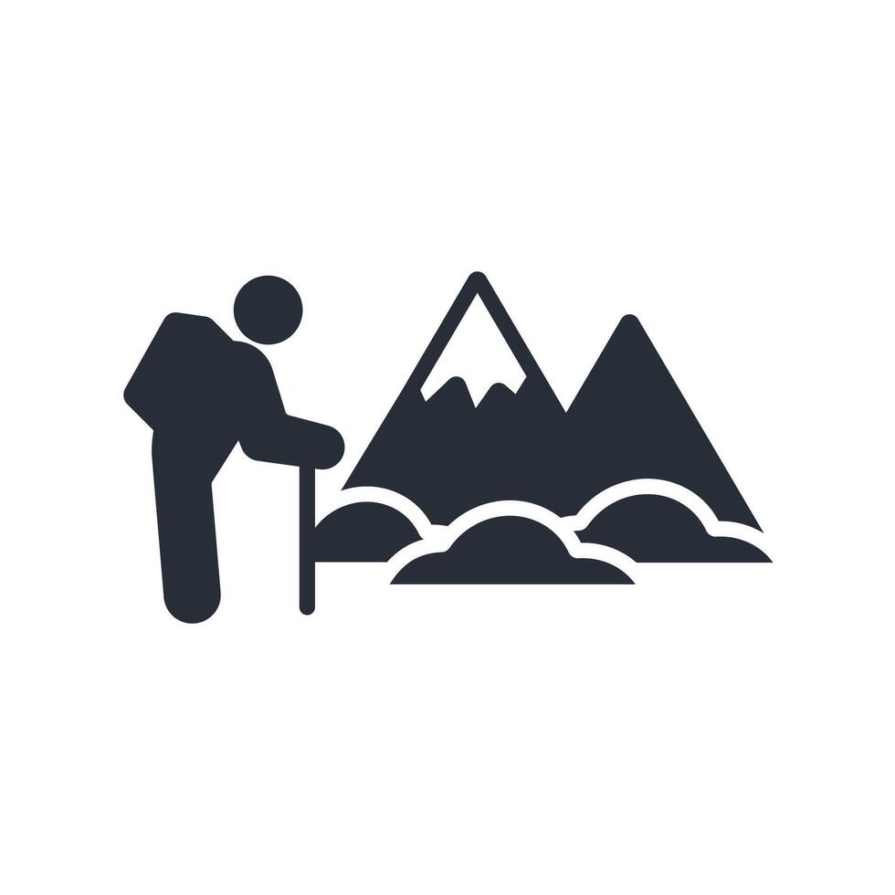 Hiking icon. .Editable stroke.linear style sign for use web design,logo.Symbol illustration. vector
