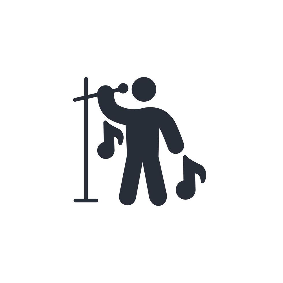 singing icon. .Editable stroke.linear style sign for use web design,logo.Symbol illustration. vector