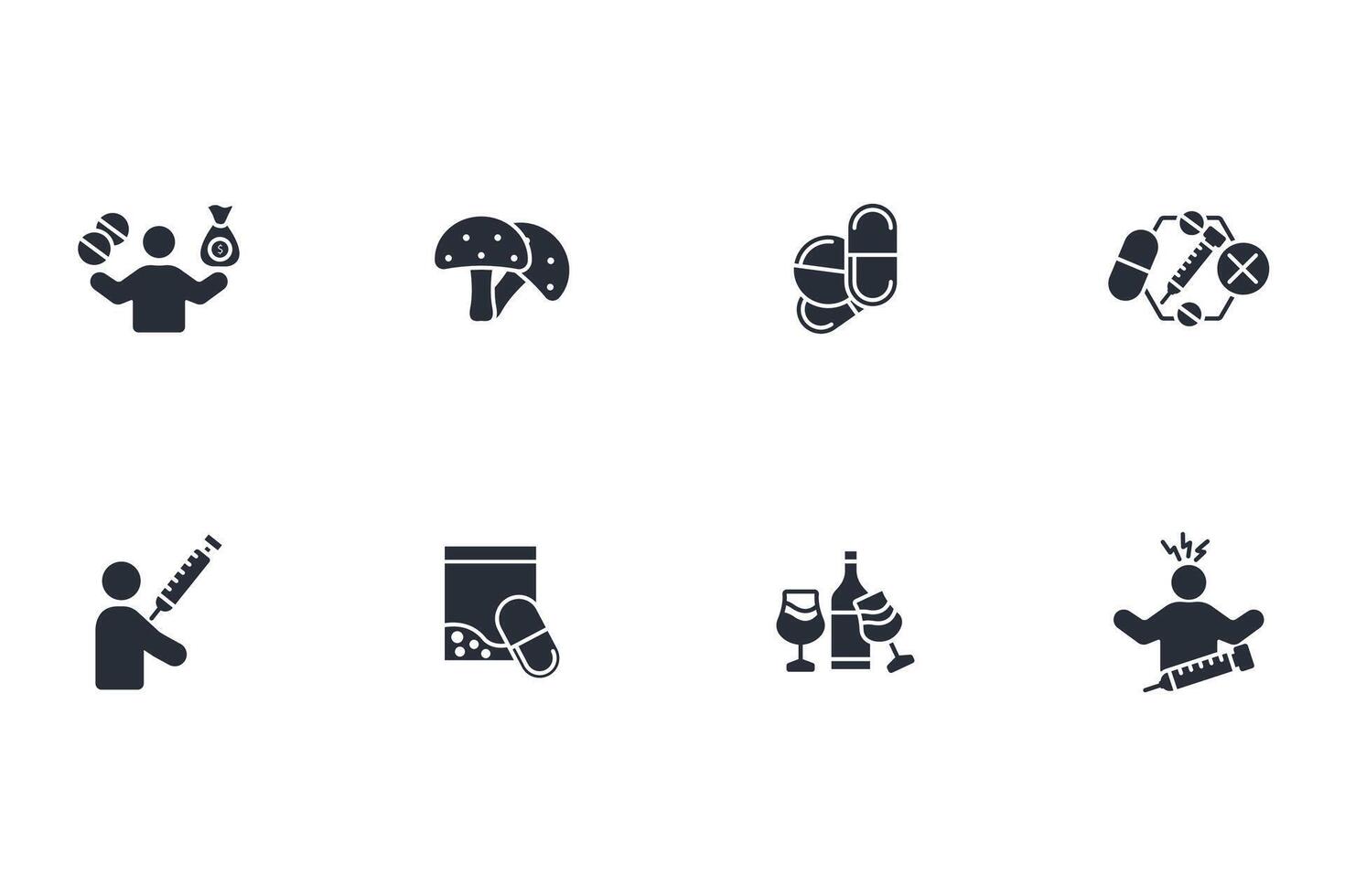 drugs icon set..Editable stroke.linear style sign for use web design,logo.Symbol illustration. vector