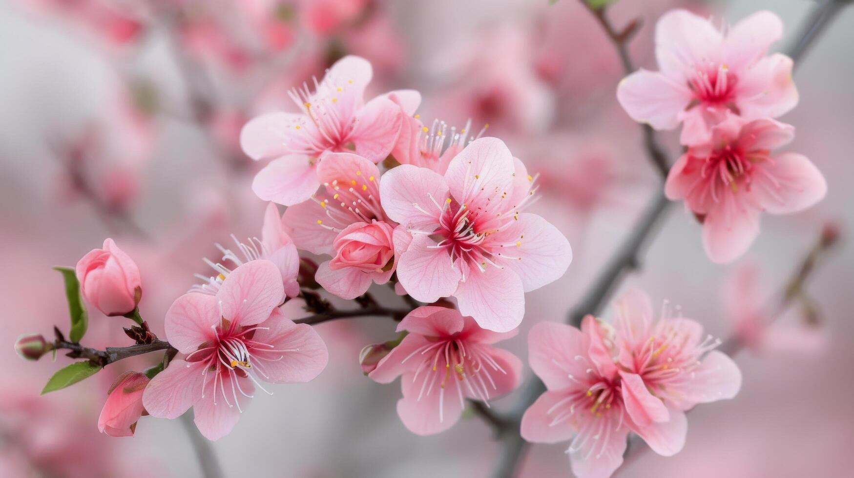 Pink Cherry Blossoms in Full Bloom During Springtime photo