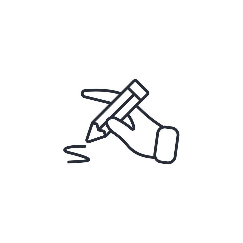 hand writing icon. .Editable stroke.linear style sign for use web design,logo.Symbol illustration. vector