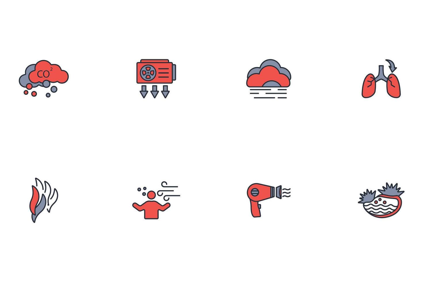 Air icon set..Editable stroke.linear style sign for use web design,logo.Symbol illustration. vector