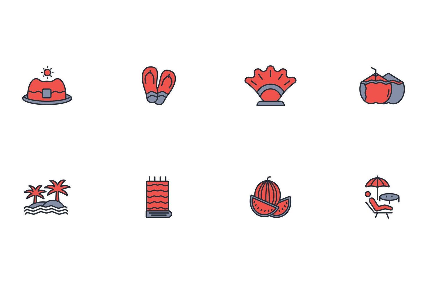 Summer icon set..Editable stroke.linear style sign for use web design,logo.Symbol illustration. vector