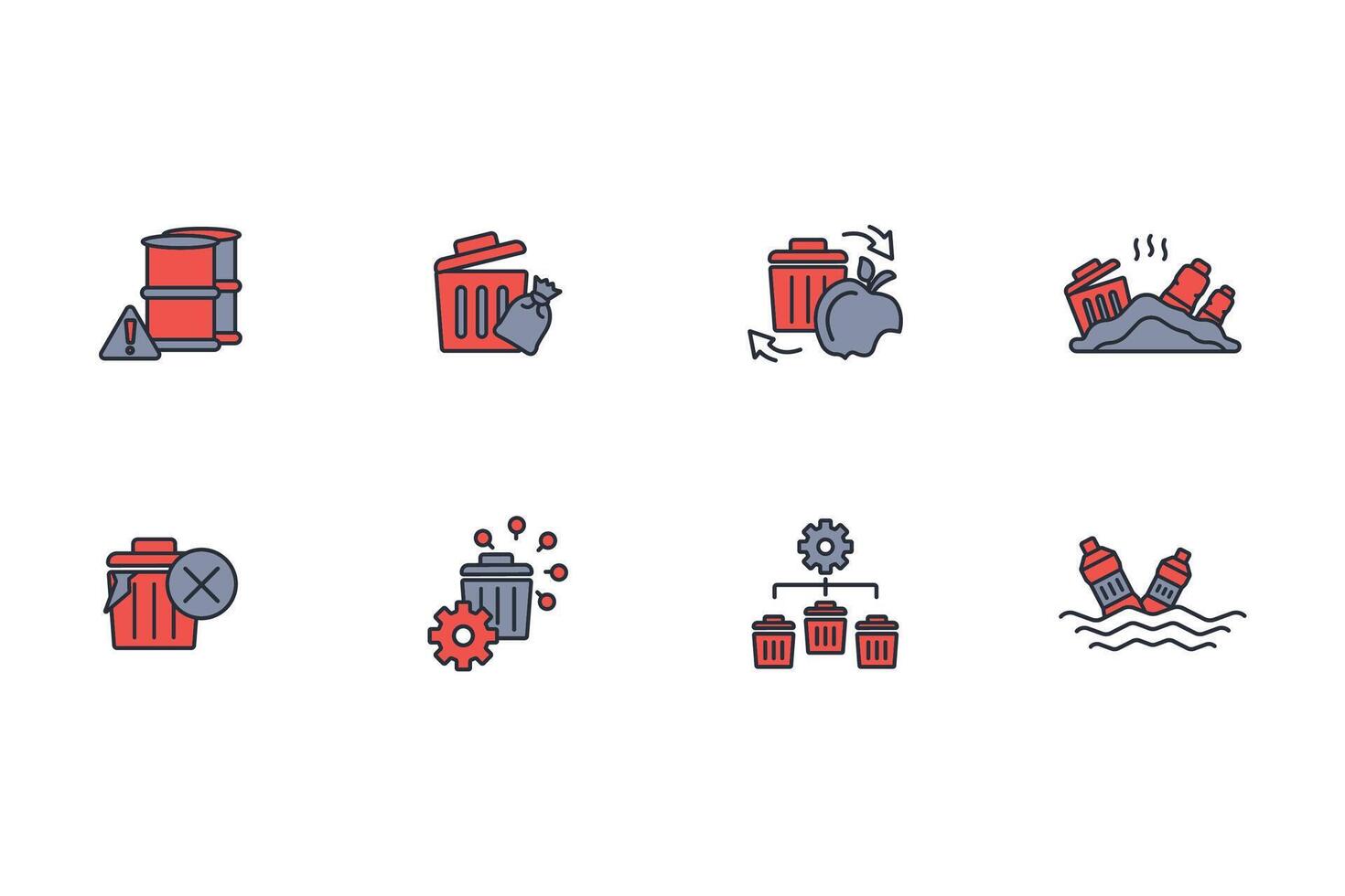 Waste icon set..Editable stroke.linear style sign for use web design,logo.Symbol illustration. vector