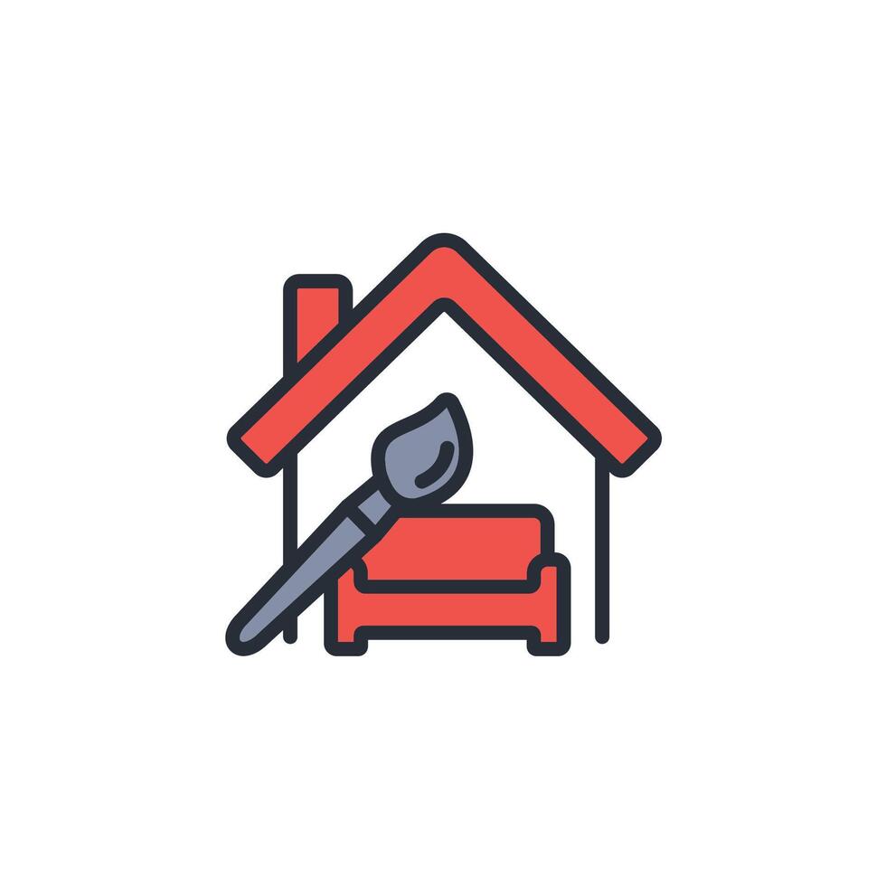 interior design icon. .Editable stroke.linear style sign for use web design,logo.Symbol illustration. vector