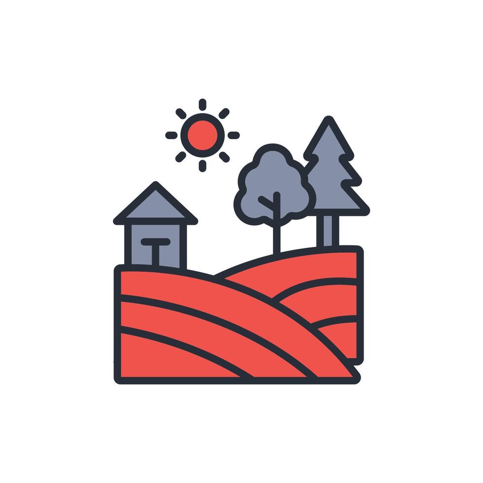 countryside icon. .Editable stroke.linear style sign for use web design,logo.Symbol illustration. vector