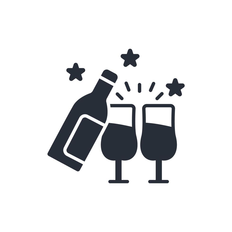 Champagne icon. .Editable stroke.linear style sign for use web design,logo.Symbol illustration. vector