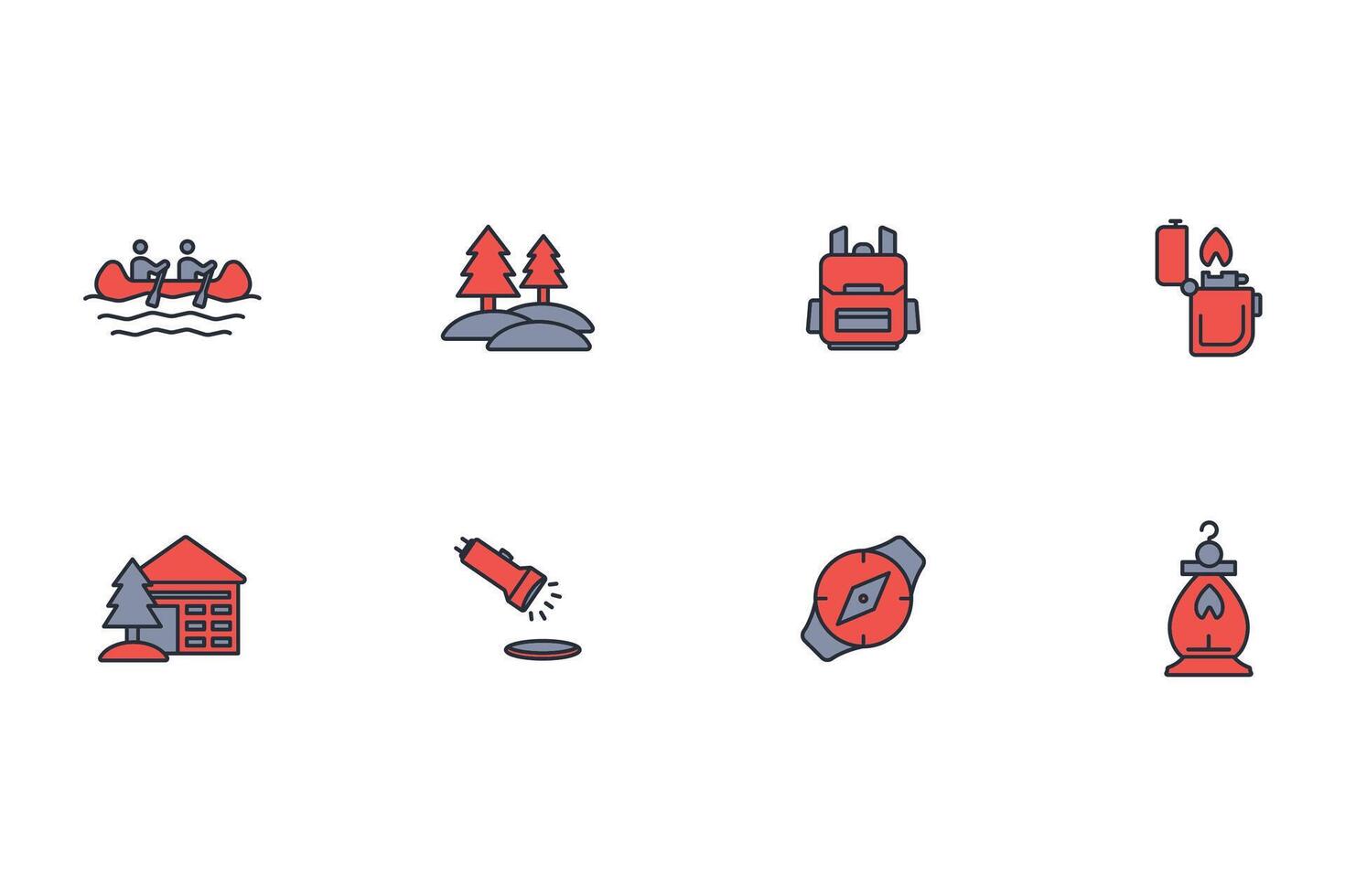 Camping icon set..Editable stroke.linear style sign for use web design,logo.Symbol illustration. vector