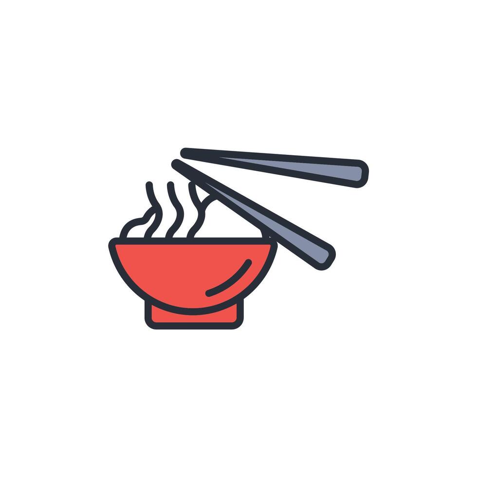 Noodles icon. .Editable stroke.linear style sign for use web design,logo.Symbol illustration. vector