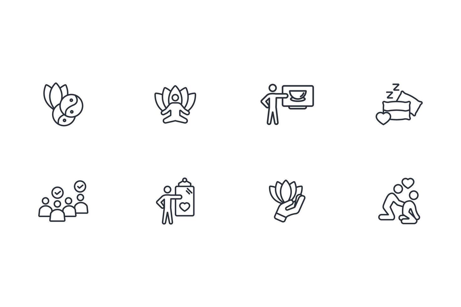 Wellness icon set..Editable stroke.linear style sign for use web design,logo.Symbol illustration. vector