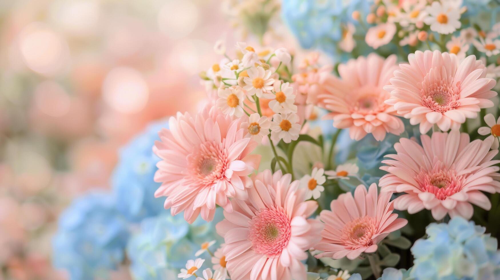 Colorful Spring Flowers Blooming in a Garden Under Soft Natural Light photo