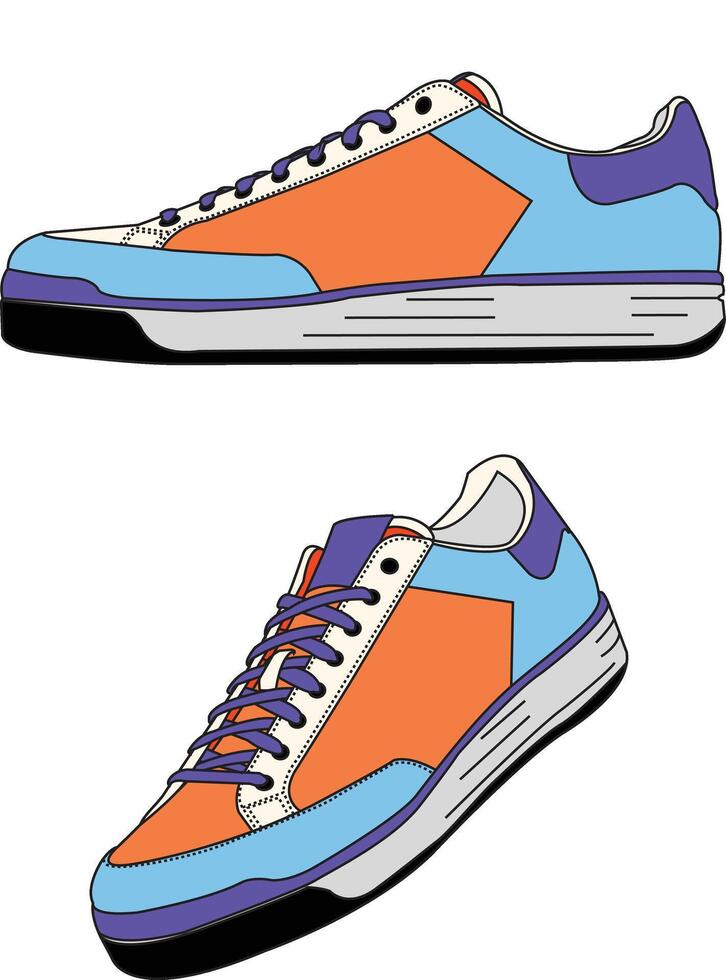 Sneakers shoes , Sneakers in flat style, Isolated sneakers shoes fashion, Sneakers colorfull vector