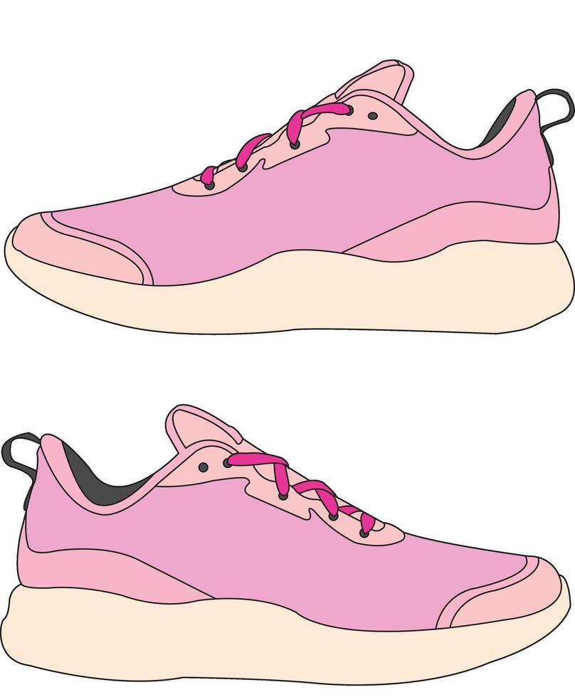 Sneakers shoes , Sneakers in flat style, Sneaker cartoon illustration, sneakers set with different colors vector