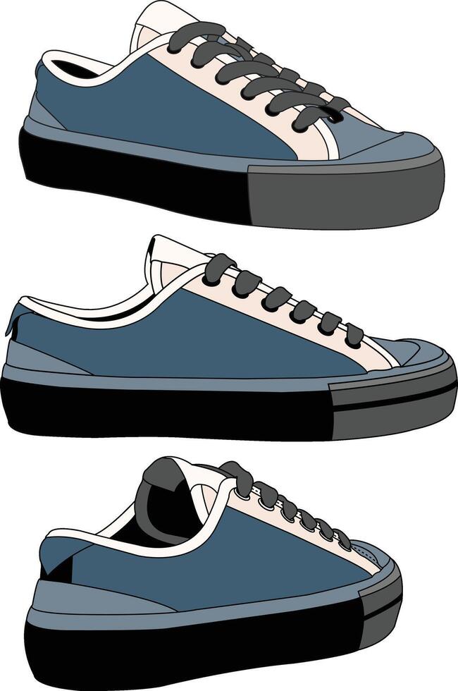 Sneakers shoes , Sneakers in flat style, Isolated sneakers shoes fashion, Sneakers drawing flat retro vector