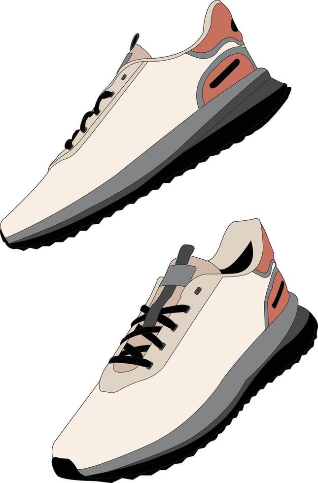 sneakers shoes illustraion. Cartoon Flat design, sneakers shoe hand draw illustration. Sneakers color full. Fashion Sneakers in flat style vector