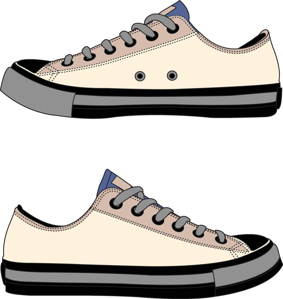 Sneakers shoes , Sneakers in flat style, Isolated sneakers shoes fashion, Sneakers drawing flat retro vector