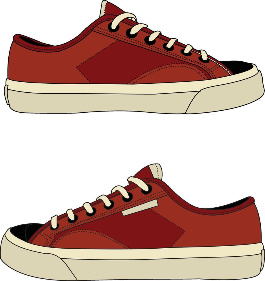 Shoes Sneakers illustration, running shoe illustration, shoe isolated, casual shoes hand-drawn collection full color vector
