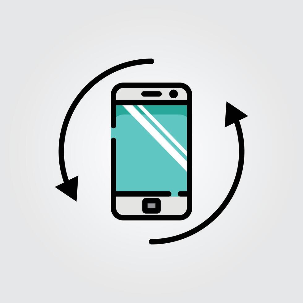 Colored outline rotation icon logo illustration design, for smartphone features theme design vector