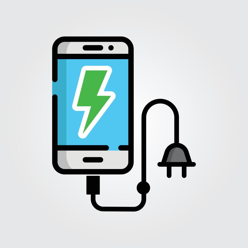 Colored outline charging icon logo illustration design, for smartphone features theme design vector