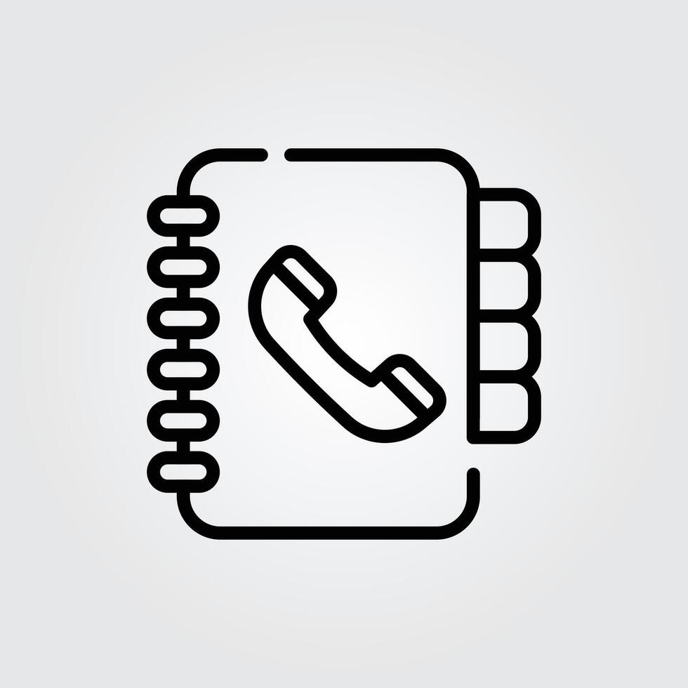 Line art phone book icon logo illustration design, for smartphone features theme design vector