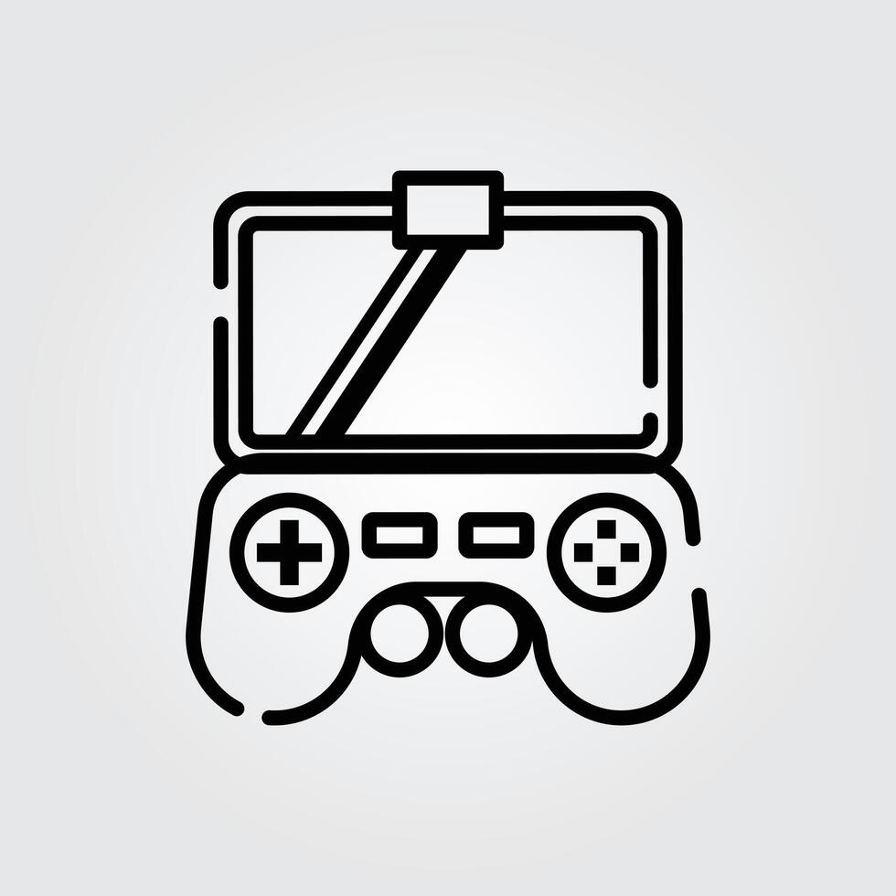 Line art game controller icon logo illustration design, for smartphone features theme design vector