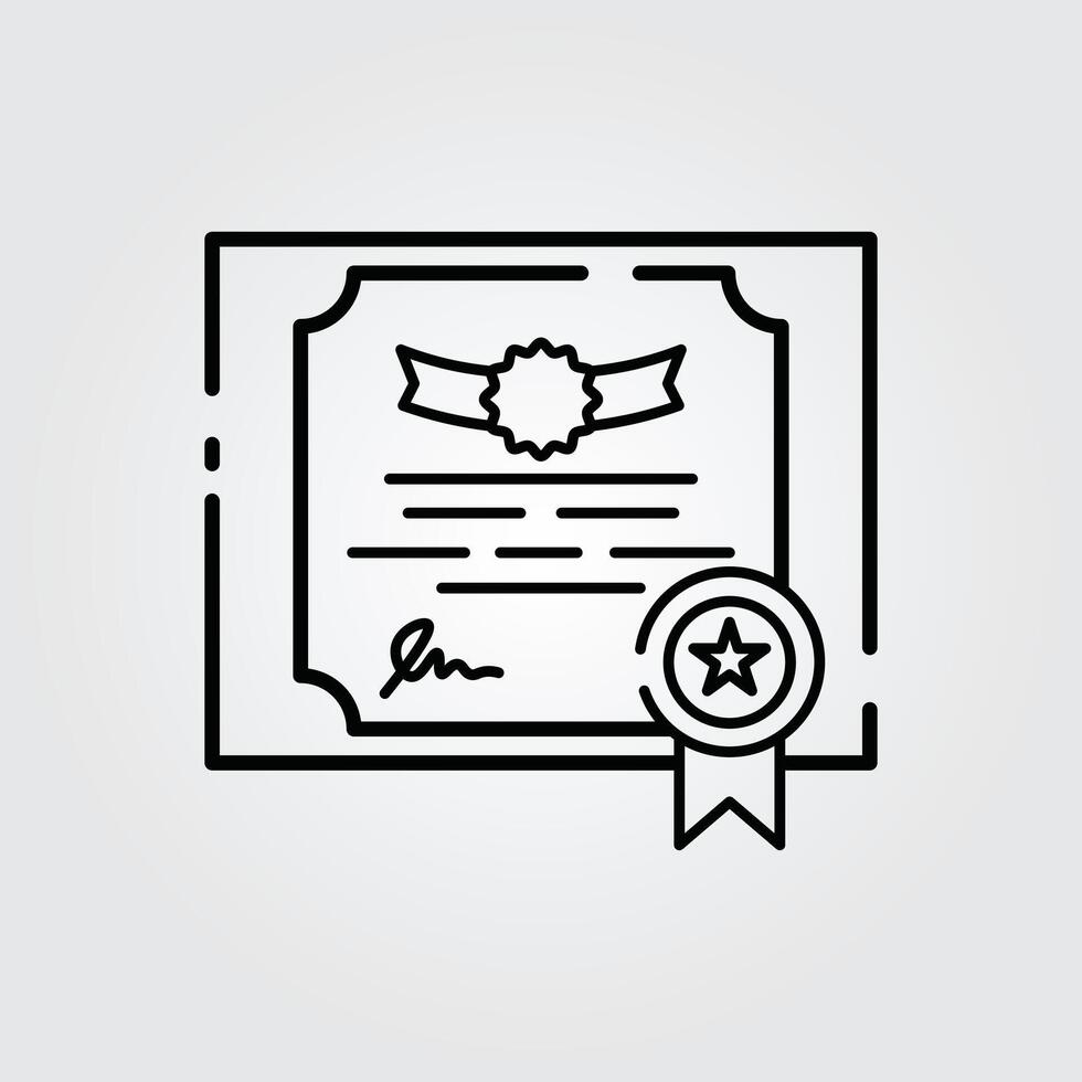 Line art certificate icon logo illustration design, for education theme design vector