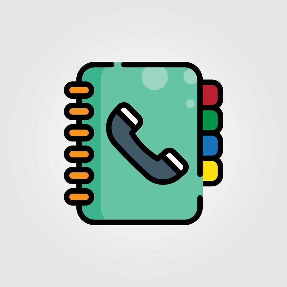 Colored outline phone book icon logo illustration design, for smartphone features theme design vector